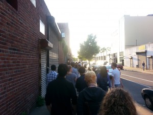 The long line for Punderdome. We arrived 30 minutes early and still didn't get seats.
