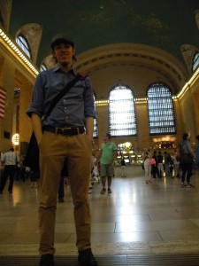Erty at Grand Central Station with his new Newsies hat.